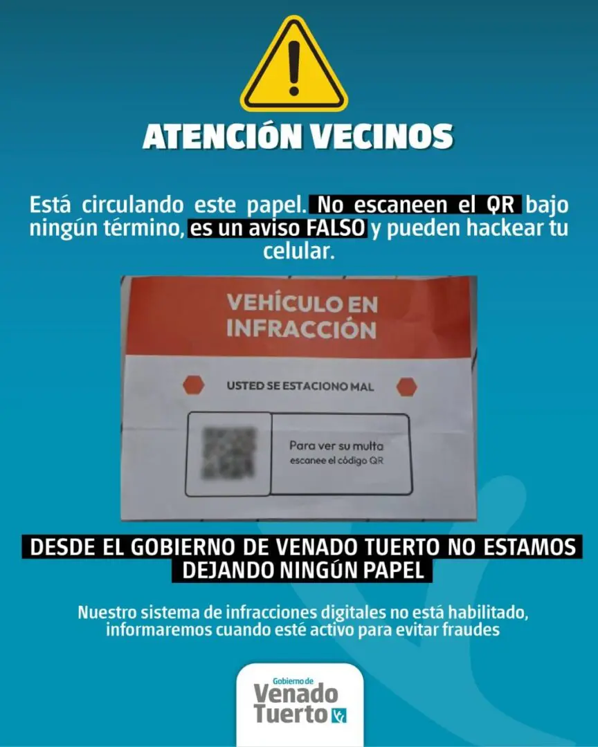 Alerta en Venado Tuerto: Estafas con Códigos QR en falsas multas de tránsito
