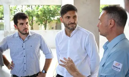 Pullaro visitó la reactivación de la obra en la Escuela Nº 238 de Venado Tuerto