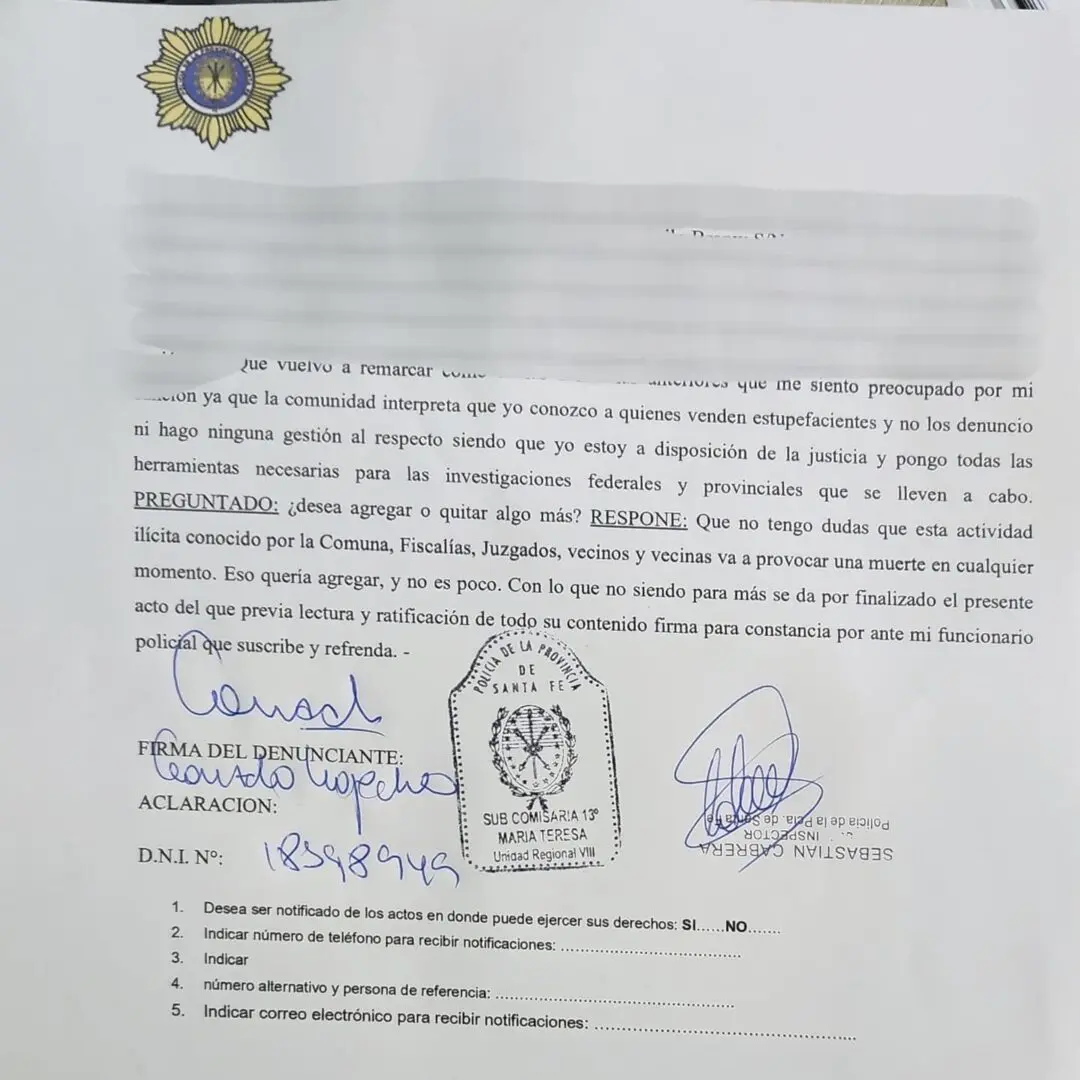 María Teresa: El presidente comunal denunció incremento de venta de drogas María Teresa: El presidente comunal denunció incremento de venta de drogas