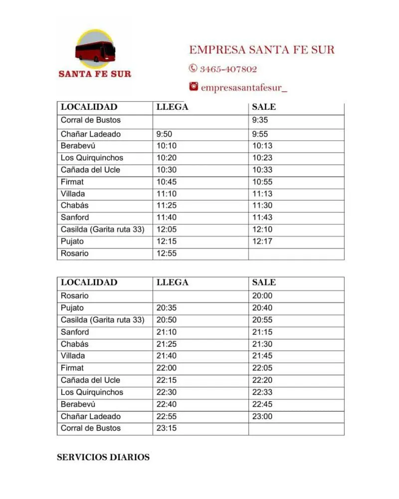 Nuevo servicio de transporte interprovincial entre Rosario y Corral de Bustos