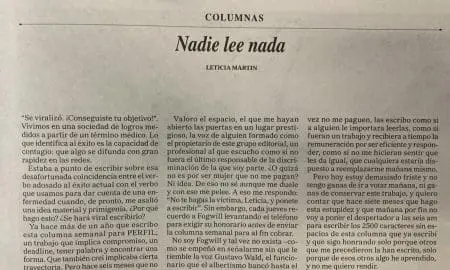 Nadie lee nada: La columna impaga de Leticia Martin