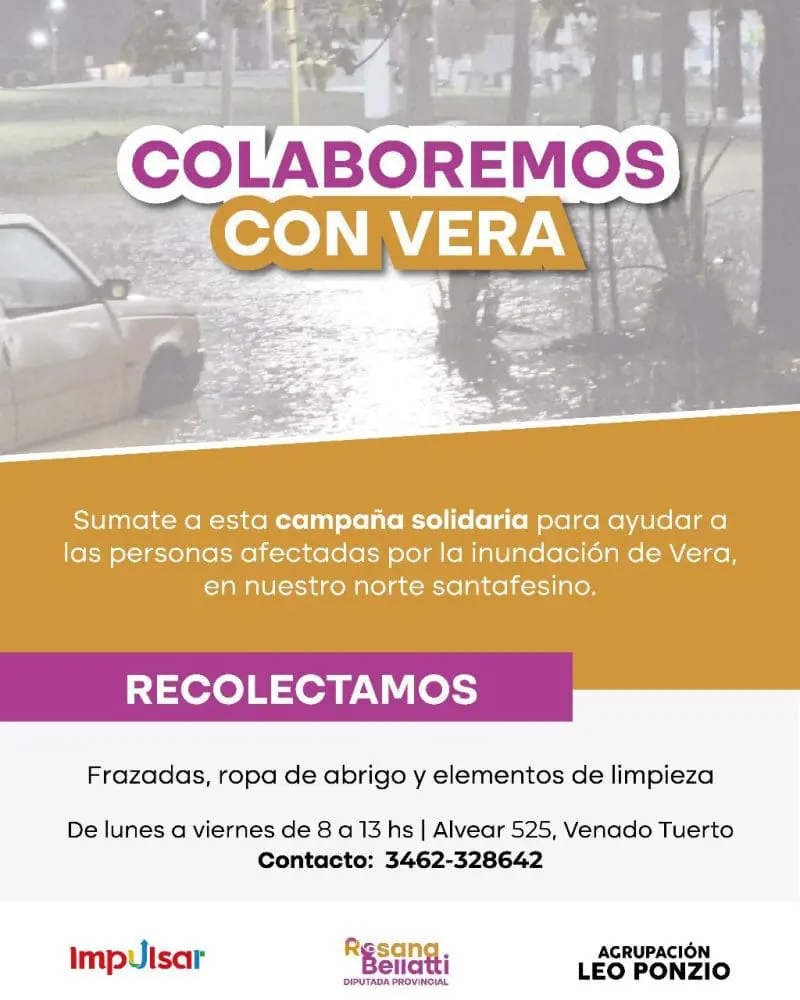 Impulsar junto a Rosana Bellatti recibirán donaciones para los damnificados de Vera Impulsar junto a Rosana Bellatti recibirán donaciones para los damnificados de Vera