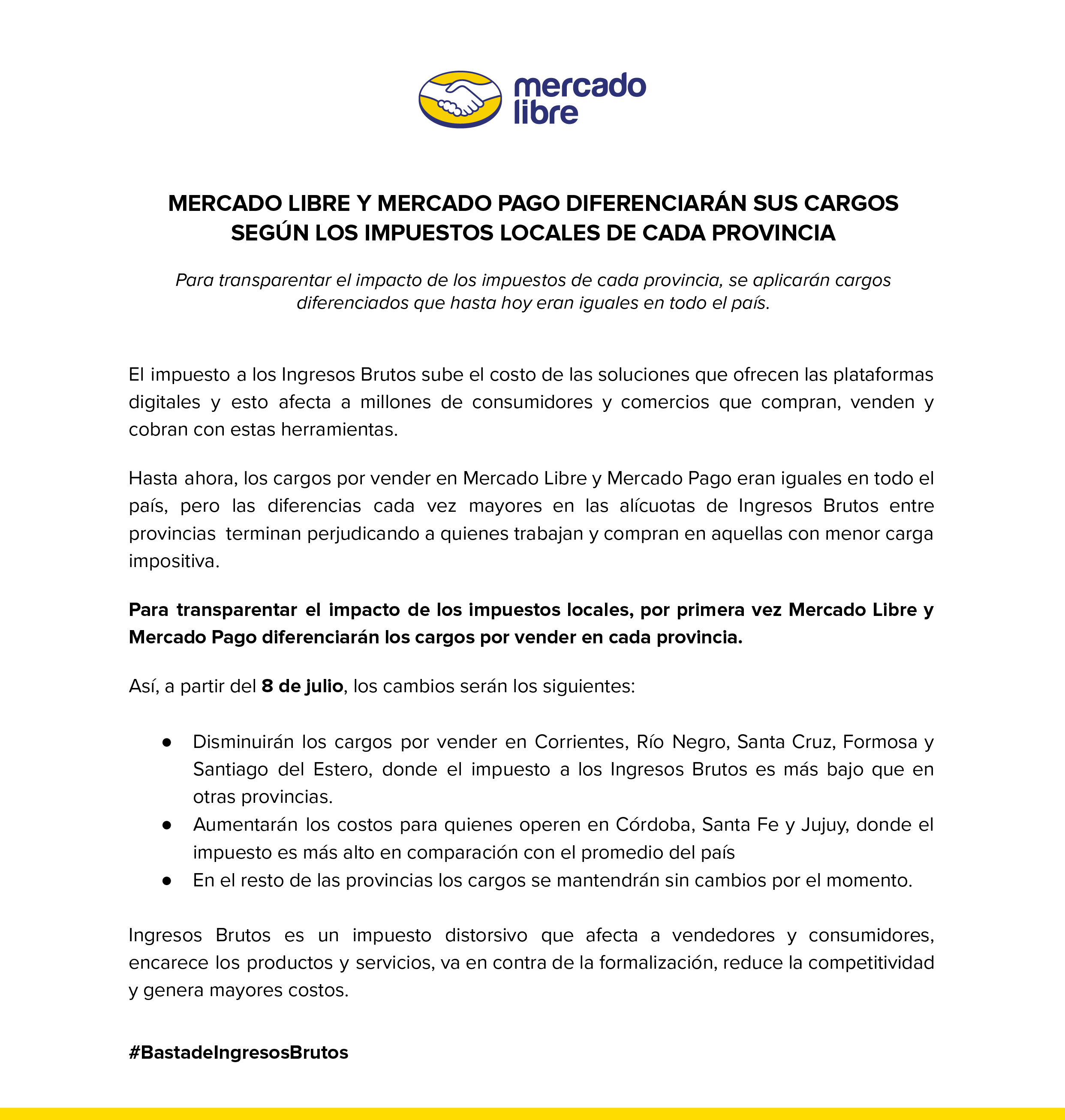 Mercado Libre se le planta a Pullaro por Ingresos Brutos en Santa Fe Mercado Libre se le planta a Pullaro por Ingresos Brutos en Santa Fe