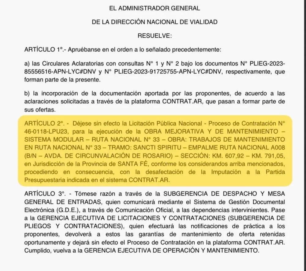 Alertan consecuencias para Santa Fe por el desmantelamiento de Vialidad Nacional