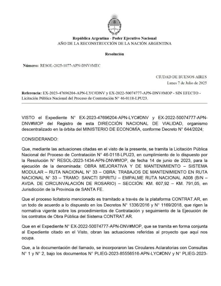 Nación dejó sin efecto la licitación de arreglos de la Ruta 33, fuerte repudio del gobierno santafesino Nación dejó sin efecto la licitación de arreglos de la Ruta 33, fuerte repudio del gobierno santafesino