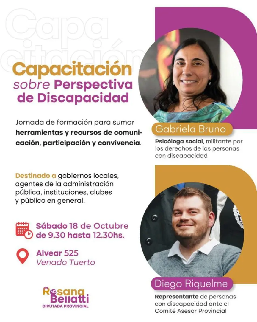 Rosana Bellatti invita a participar de la capacitación en perspectiva de discapacidad Rosana Bellatti invita a participar de la capacitación en perspectiva de discapacidad