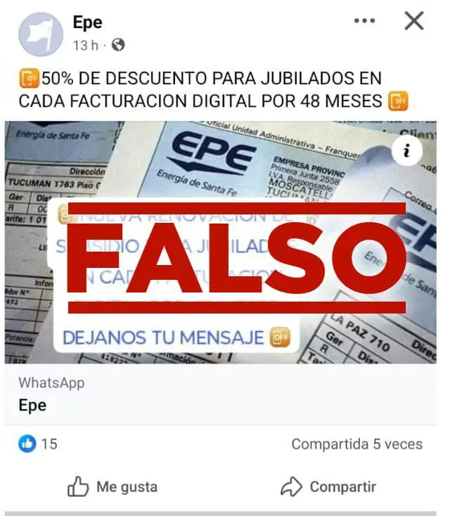 La EPE advierte sobre posibles intentos de estafa a usuarios de Santa Fe