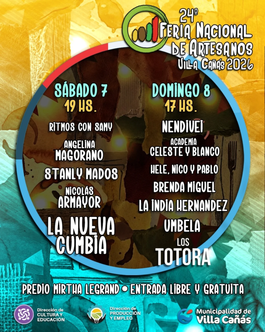 Villa Cañás: Llega la 24ª Feria Nacional de Artesanos con el cierre de Los Totora Villa Cañás: Llega la 24ª Feria Nacional de Artesanos con el cierre de Los Totora