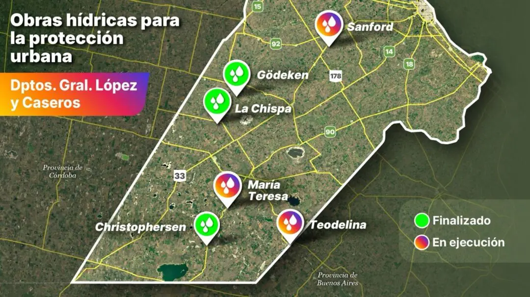 Obras hídricas: La Provincia invierte más de $900 millones para reducir el impacto de lluvias en el sur santafesino