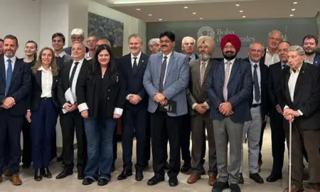 Castellani acompañó un encuentro entre la Bolsa de Cereales, una universidad de India y el CAR de Venado Tuerto