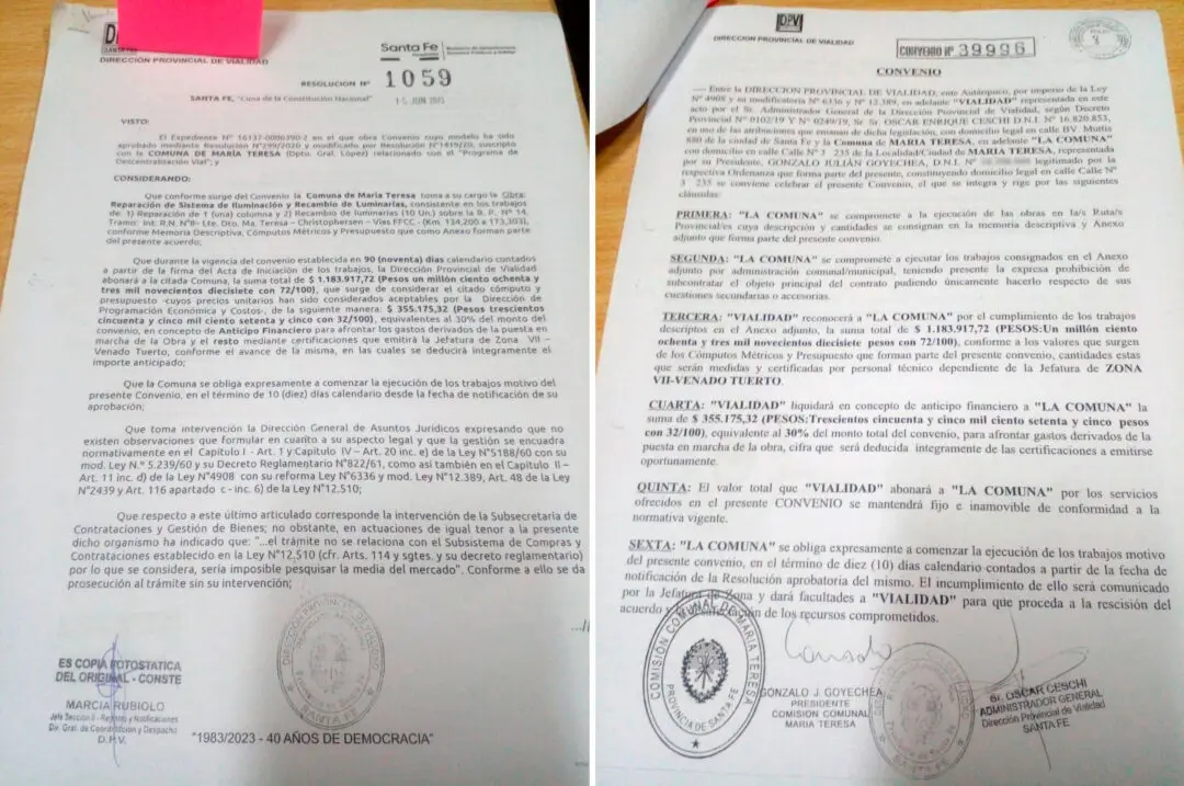 Rutas 8 y 14: Provincia financió en 2023 la obra, pero la comuna de María Teresa no la hizo