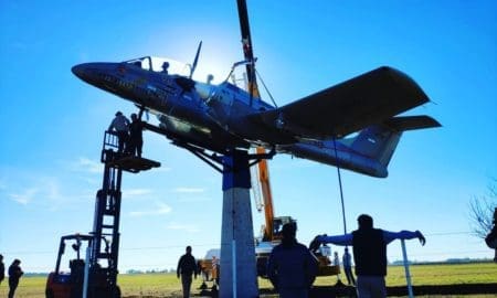 Villa Cañás: El Pucará A-512 quedó emplazado en el Aeroclub