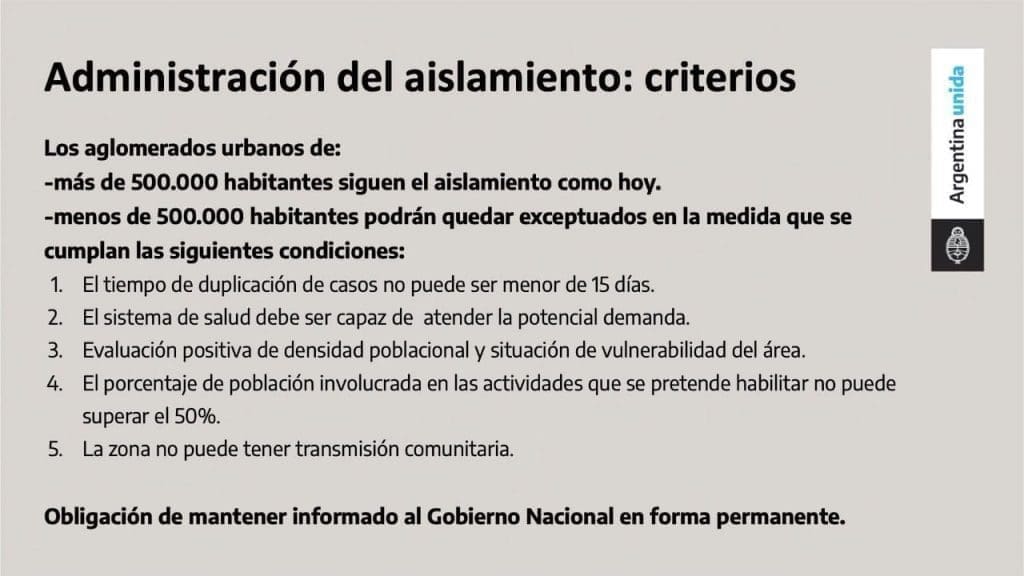 Habilitan salir “una hora diariamente y en un radio de 500 metros para esparcimiento” Criterios