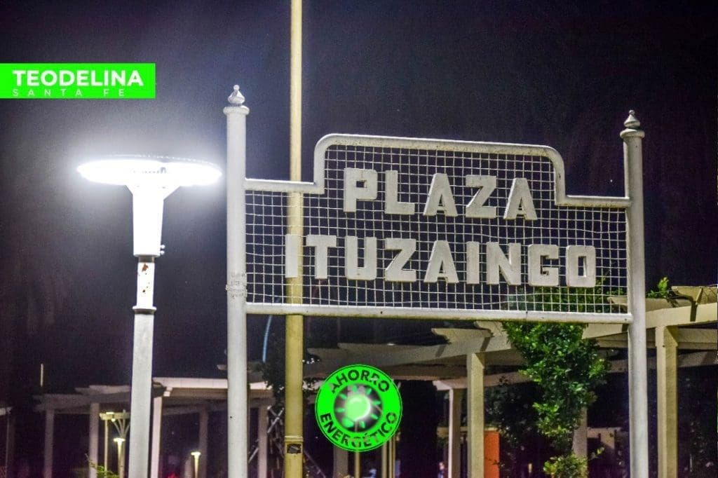 Teodelina: Ahora la Plaza Ituzaingó luce renovada con las nuevas luminarias LED