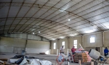 Diego de Alvear: Avanzan los trabajos en el gimnacio de la Escuela Nº 174