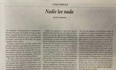 Nadie lee nada: La columna impaga de Leticia Martin