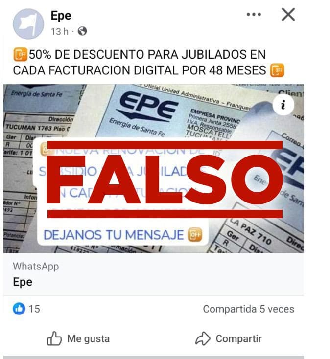 La EPE advierte sobre posibles intentos de estafa a usuarios de Santa Fe