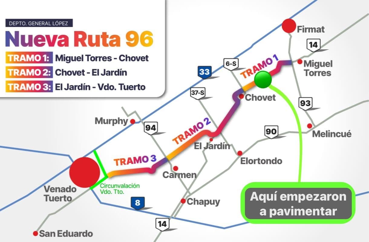 Empezaron a pavimentar la nueva Ruta 96: La alternativa a la peligrosa Ruta Nacional 33